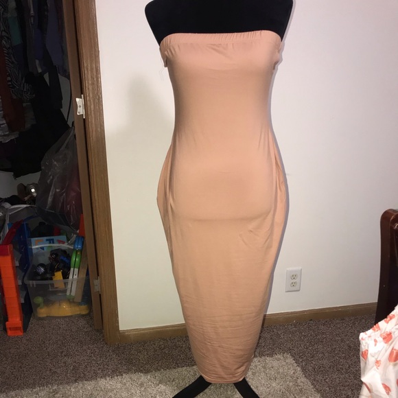 ❗️SALE❗️Tan Tube Dress - Picture 4 of 7